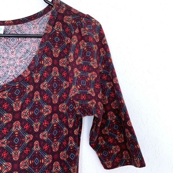 LuLaRoe Red Yellow Diamond Print Nicole Dress - Picture 3 of 8